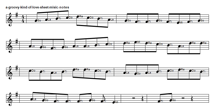 A groovy kind of love sheet music notes in solfege [ do re mi ]