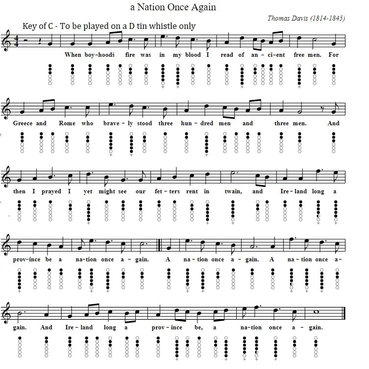 A Nation once again sheet music in the key of C Major