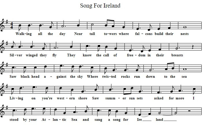 A song for Ireland sheet music score in G Major