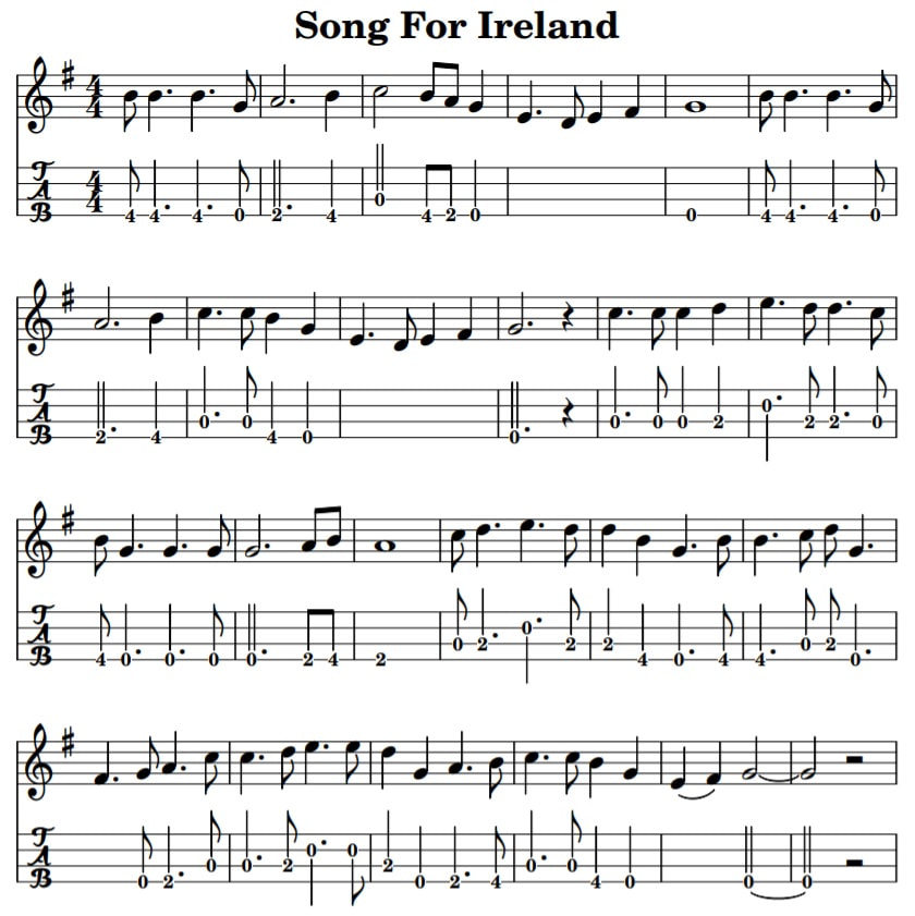 A Song for Ireland ukulele tab
