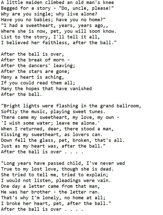 After the ball is over lyrics