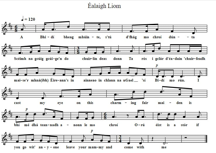 ÉALAIGH LIOM Irish sheet music