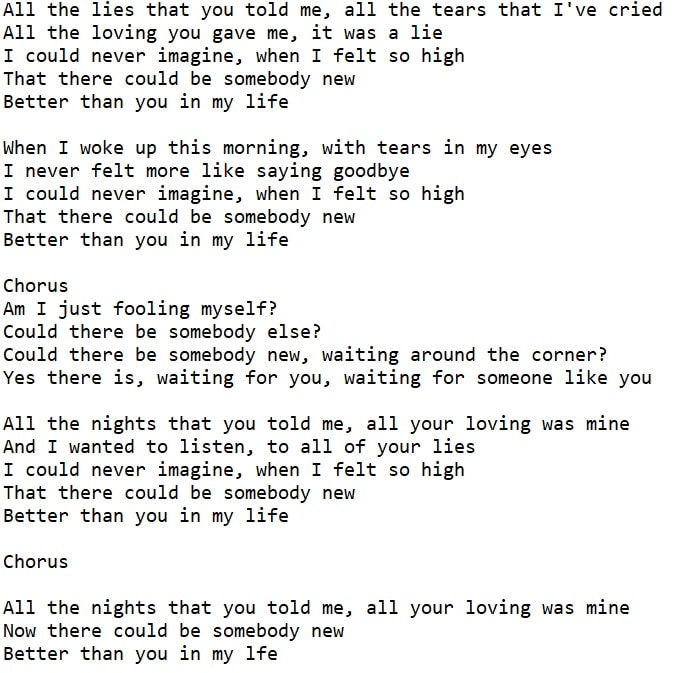 All the lies that you told me lyrics