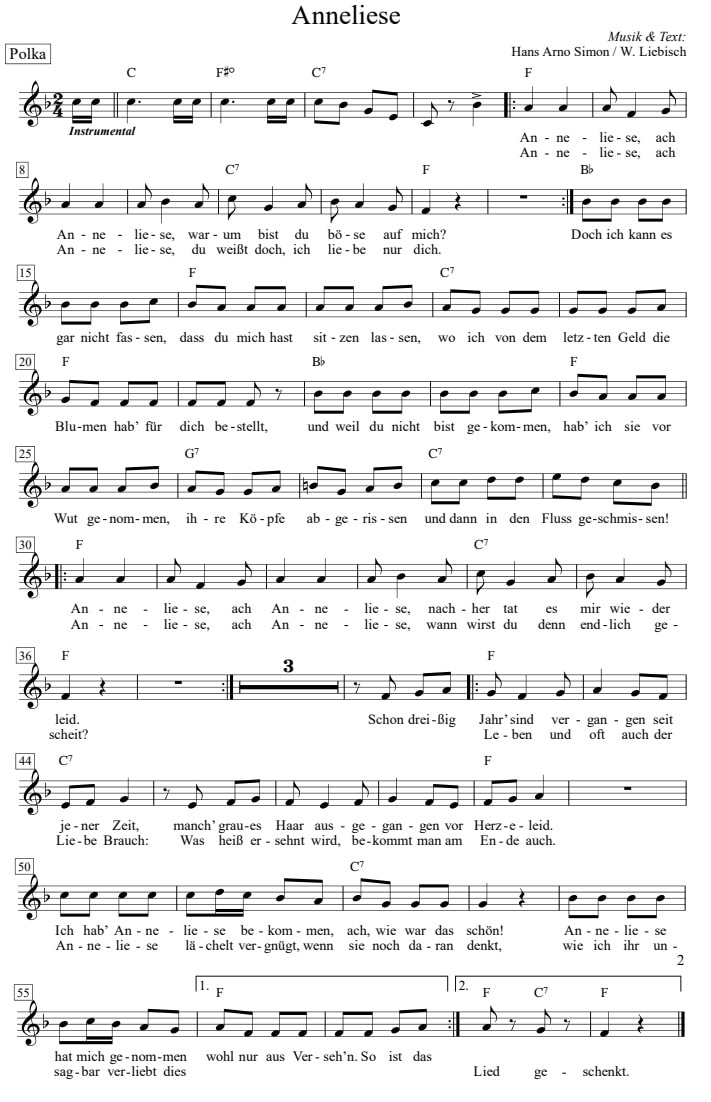 Anneliese sheet music with chords