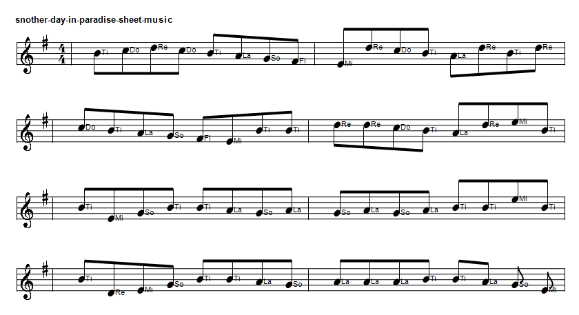Another day in paradise sheet music notes in G Major