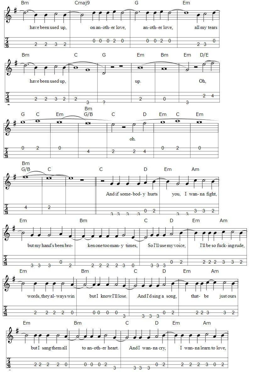 Another Love Bass Guitar Tab By Tom Odell part two with chords