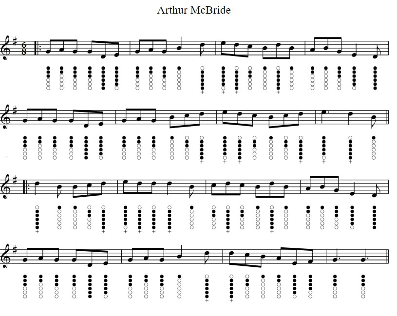 Arthur McBride tin whistle notes