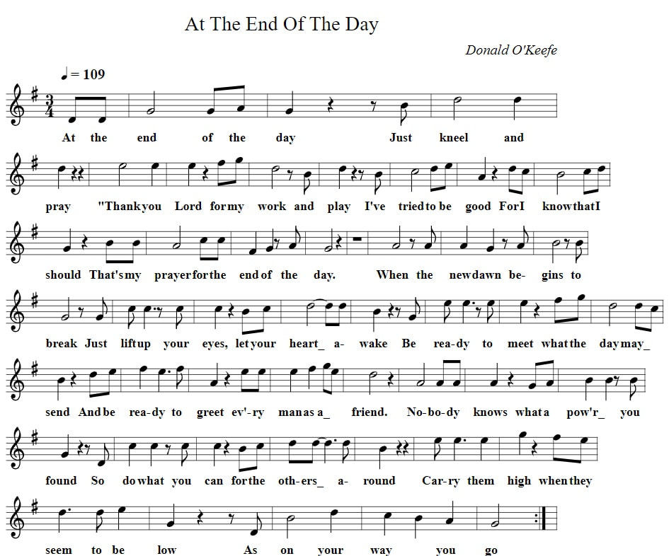 At The End Of The Day Foster And Allen Sheet Music