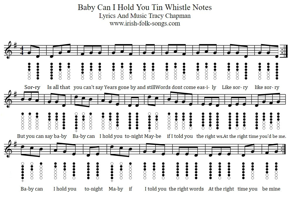 Baby can I hold you tin whistle tab by Tracy Chapman
