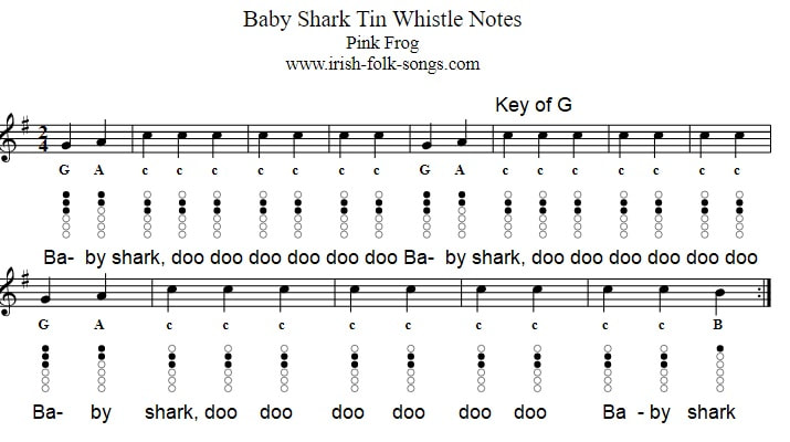 Baby shark sheet music in G Major