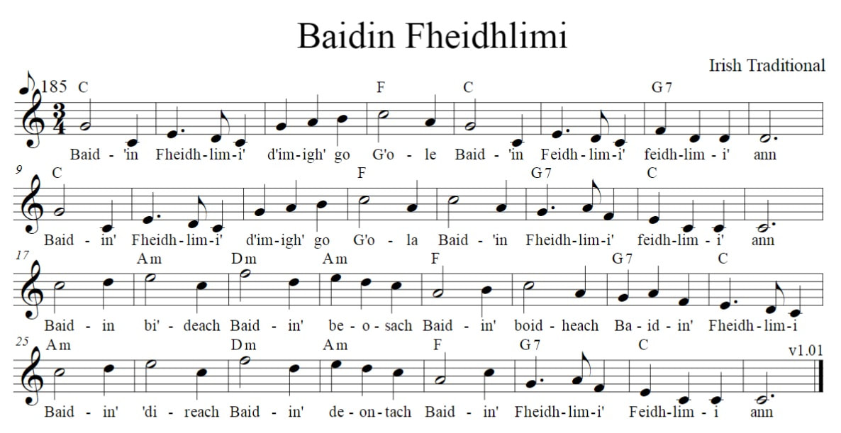 Baidin Fheilimi sheet music score in C Major