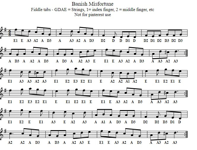 Banish misfortune violin sheet music for beginners