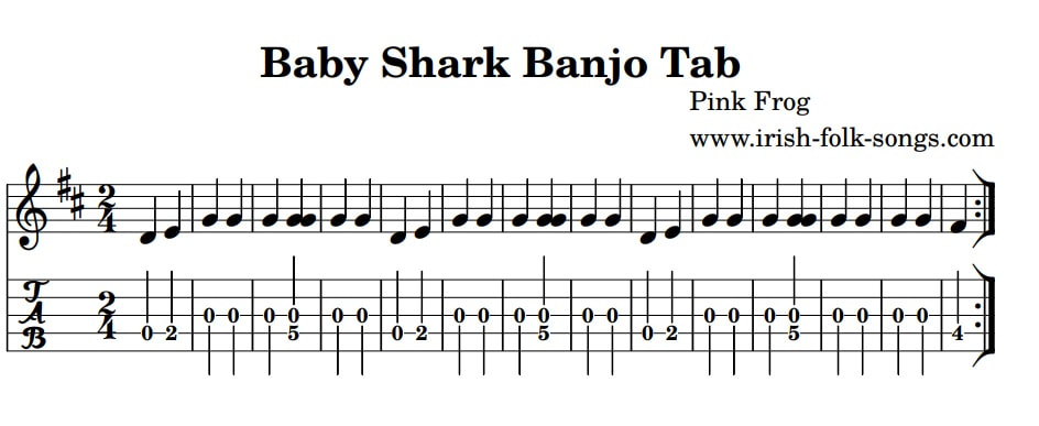 Baby shark 5 string banjo tab