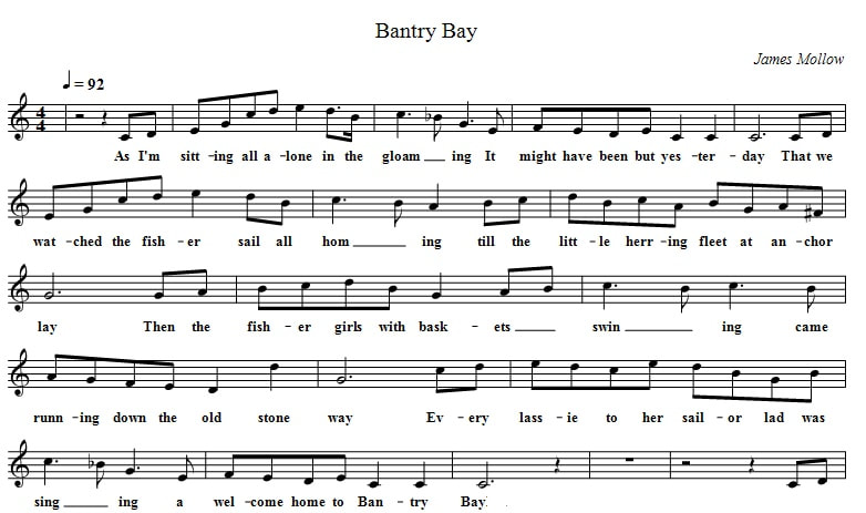 Bantry Bay piano sheet music in C Major