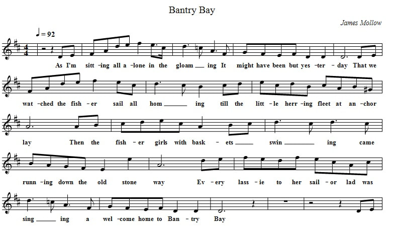Bantry Bay sheet music in D Major