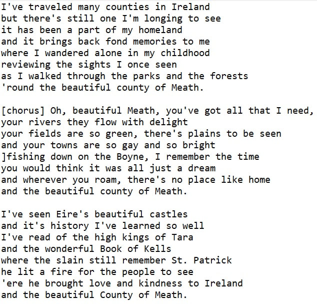 Beautiful Meath Lyrics
