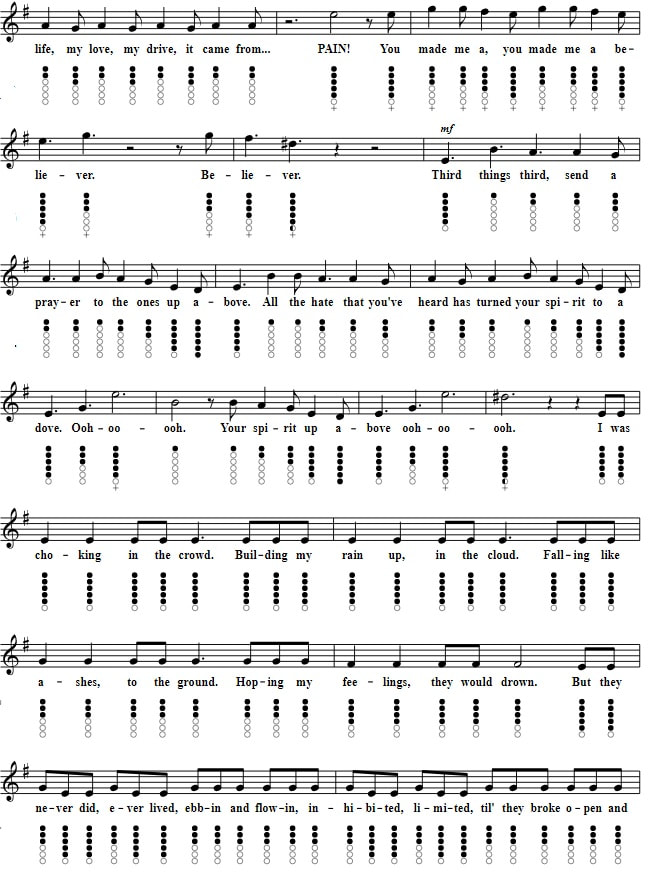 Believer Imagine Dragons Notes For Tin Whistle part three