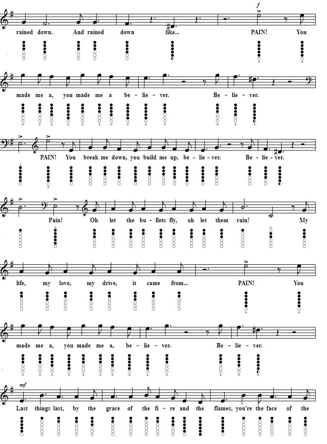 Believer Imagine Dragons Notes For Tin Whistle verse four