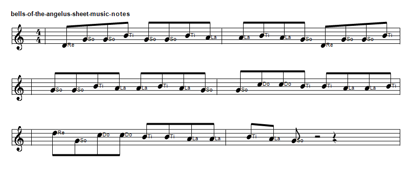 Bells of the Angelus sheet music notes in do re mi format