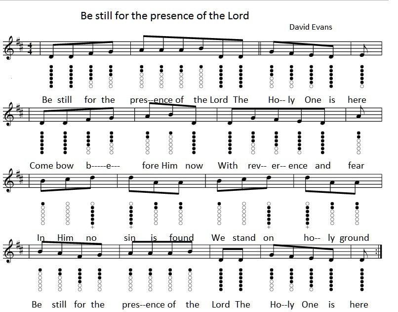 Be still for the presence of The Lord tin whistle notes