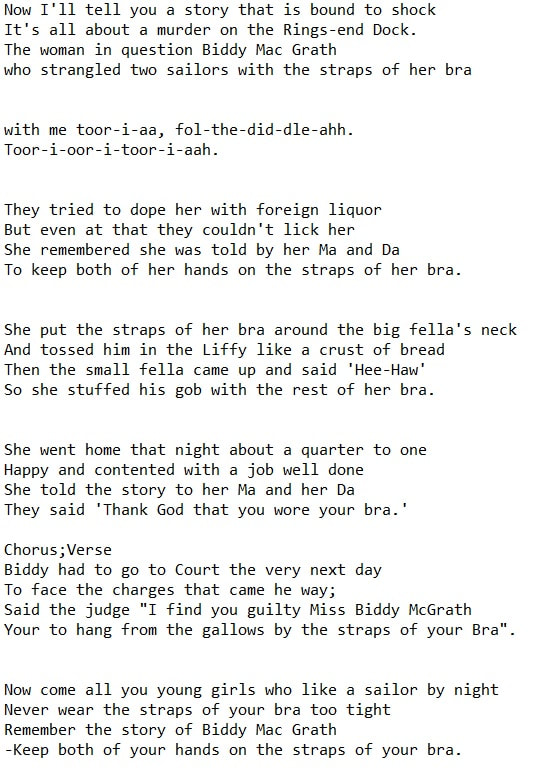 Biddy McGrath lyrics by The Dubliners