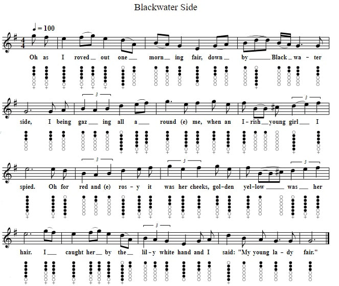 Blackwater side sheet music notes