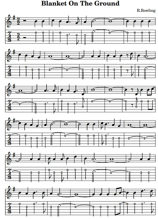 Blanket on the ground guitar tab