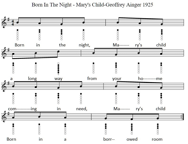 Born in the night tin whistle sheet music