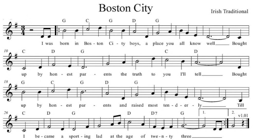 The Boston Burglar sheet music with chords