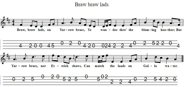 Braw braw lads mandolin / tenor banjo tab