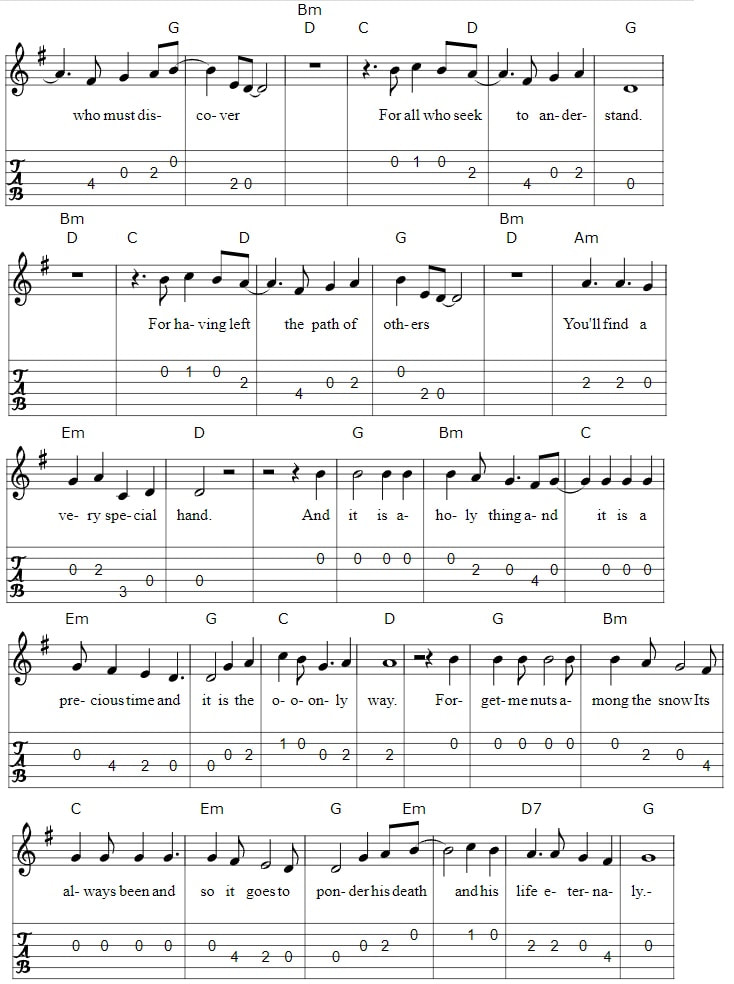 Bright blue rose guitar tab in G Major part two