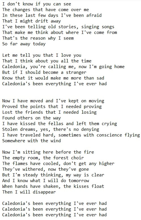 Caledonia song lyrics