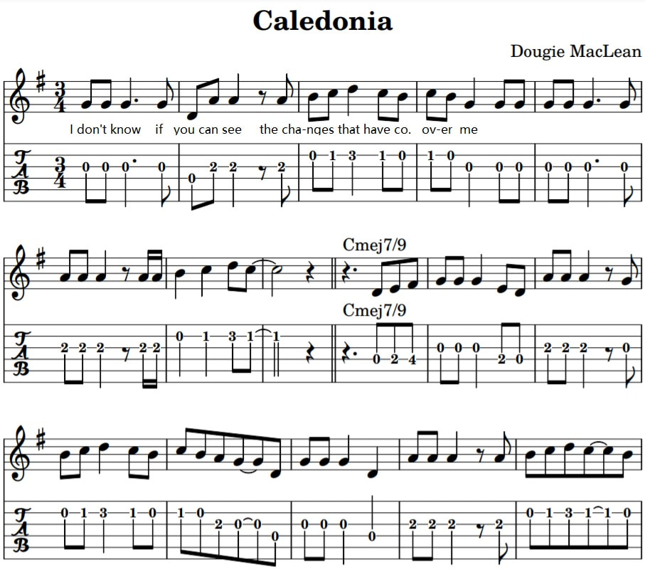 Caledonia guitar tab