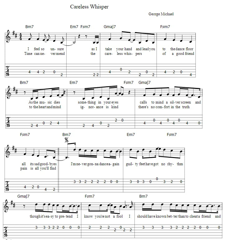 Careless Whisper Guitar Tab by George Michael