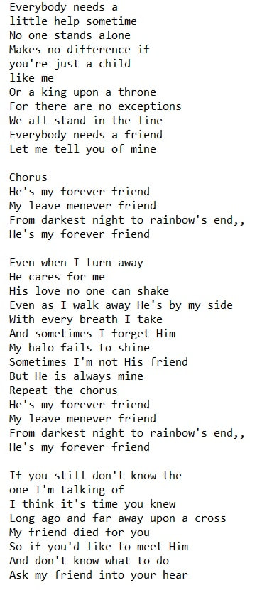 Charlie Landsborough lyrics My Forever Friend