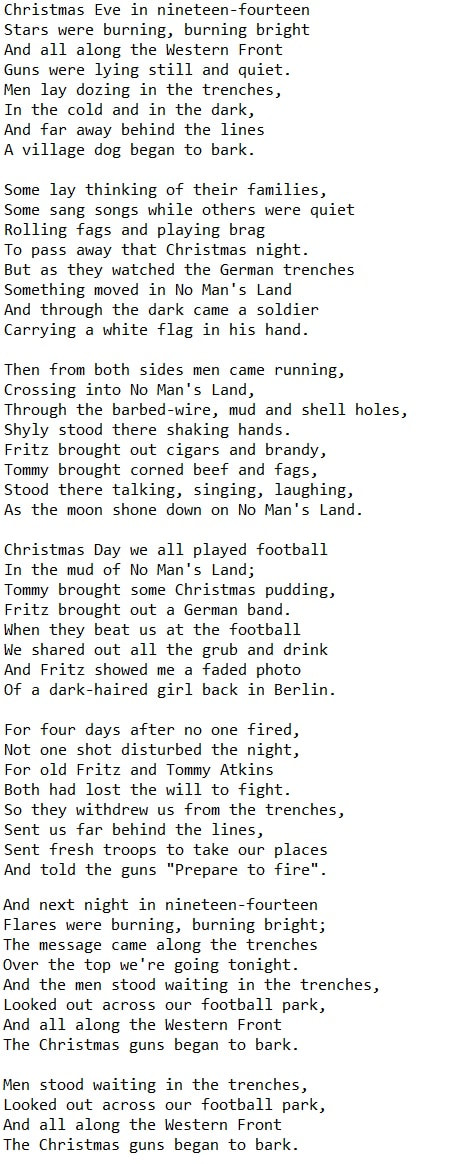 Christmas eve 1914 lyrics