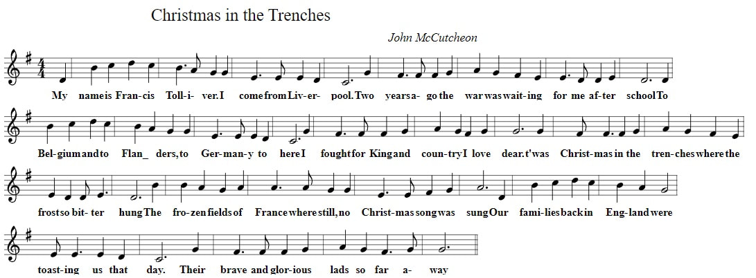 Christmas in the trenches piano sheet music