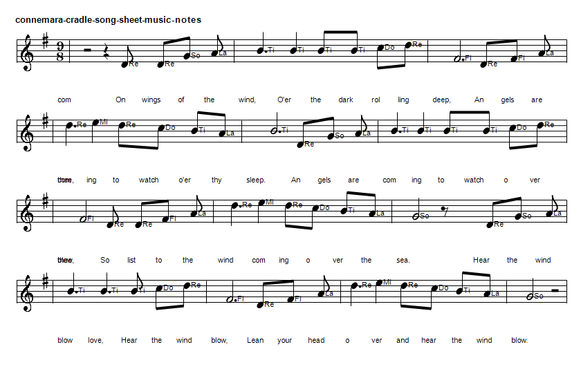 The Connemara Cradle Song Sheet Music Notes In Solfege format