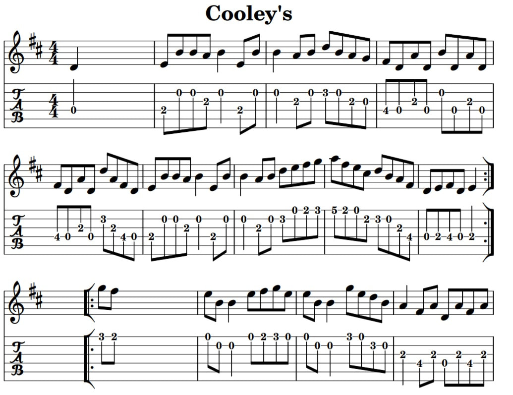 Cooley's reel guitar tab