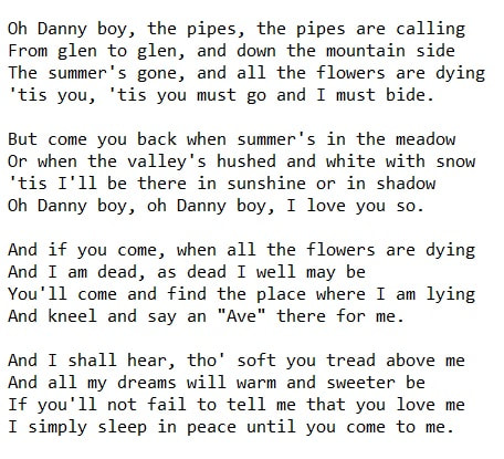 Danny Boy lyrics