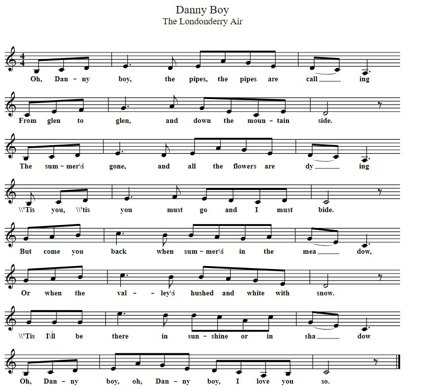 Danny boy sheet music in C Major