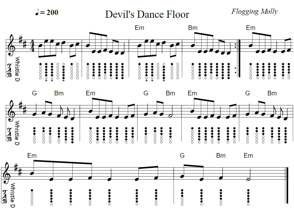 Devils dance floor tin whistle notes by flogging molly