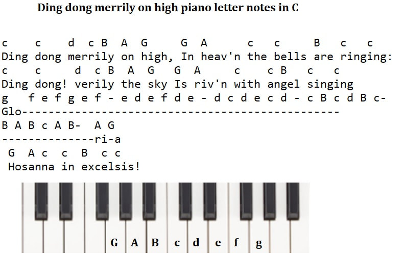 Ding dong merrily on high piano letter notes