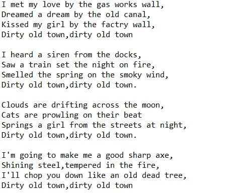 Dirty old town lyrics