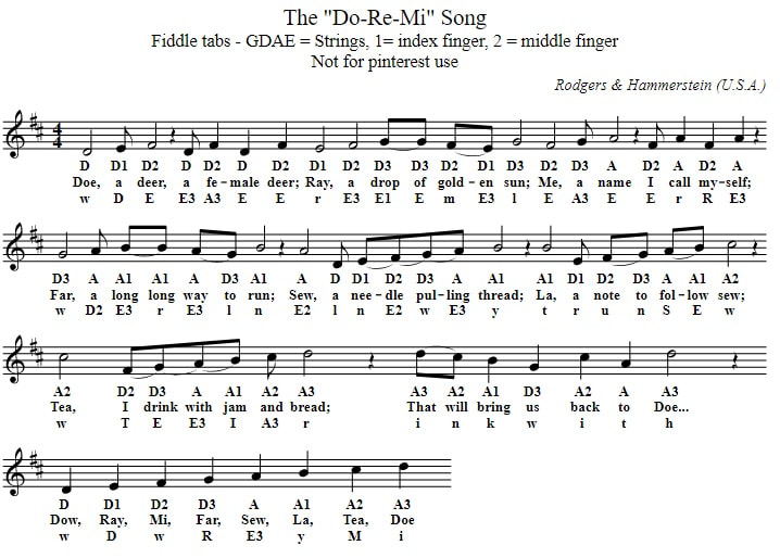 Do re me violin sheet music tab for beginners