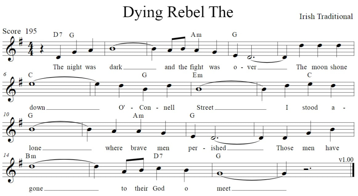 The dying rebel sheet music in G Major
