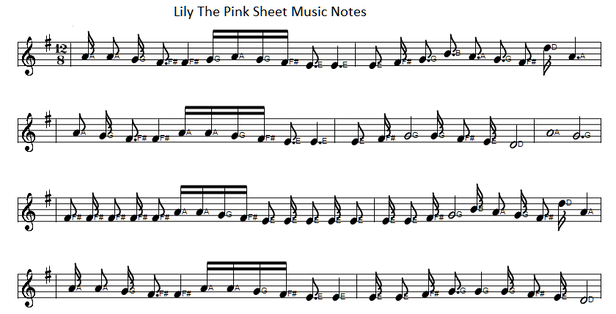lily the pink sheet music with letter notes