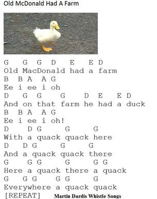Old McDonald Had A Farm letter notes for kids learning this song.