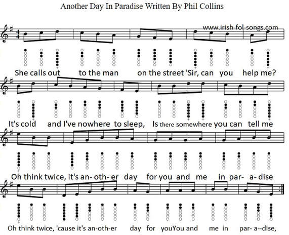Another day in paradise tin sheet music by Phil Collins