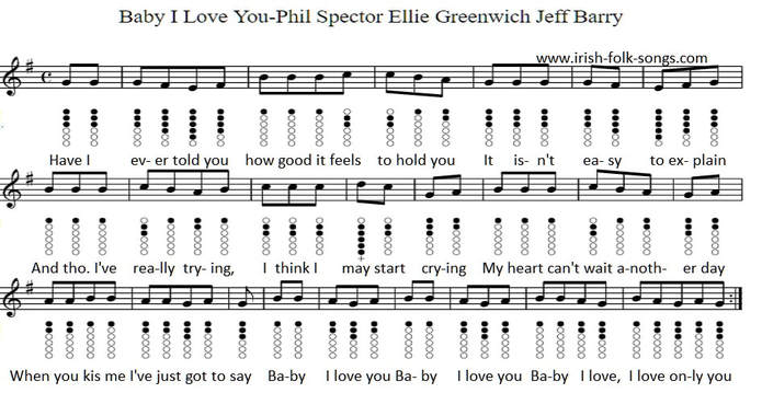 Baby I Love you sheet music for tin whistle